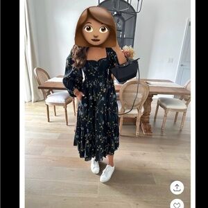 Floral Black Midi Dress